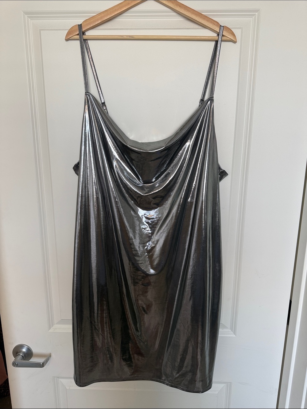 Metallic Silver Mini Dress